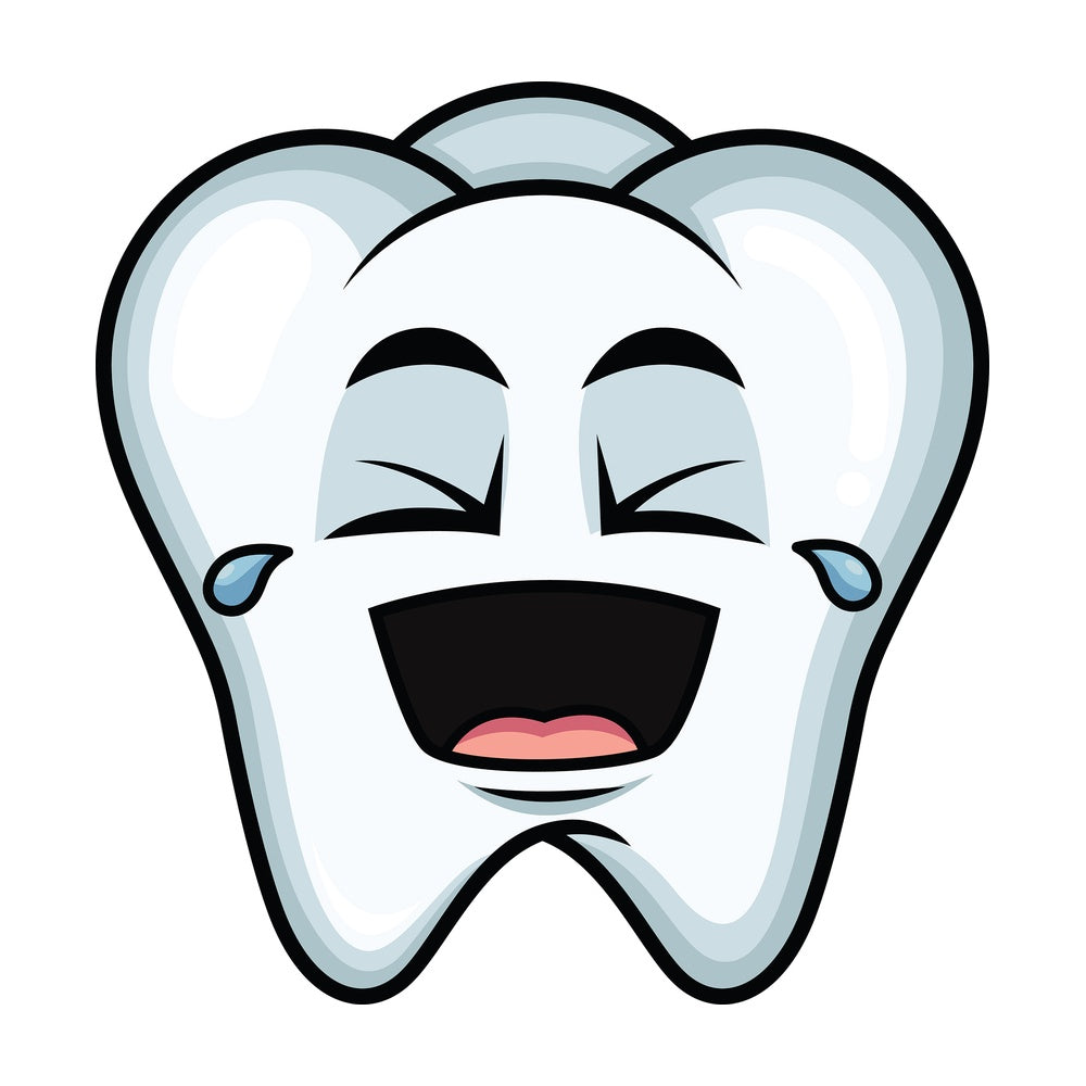 Laughing lol tooth emoticon. PNG - JPG and vector EPS file formats (infinitely scalable). Image isolated on transparent background.