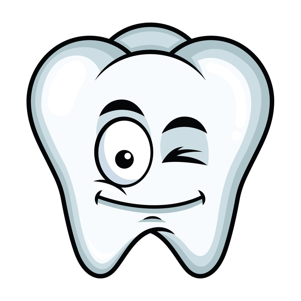 Winking tooth emoticon. PNG - JPG and vector EPS file formats (infinitely scalable). Image isolated on transparent background.