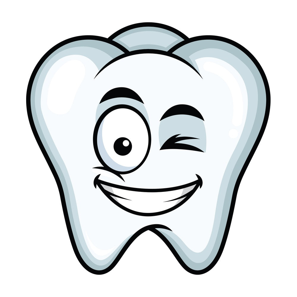 Winking and smiling tooth emoticon. PNG - JPG and vector EPS file formats (infinitely scalable). Image isolated on transparent background.