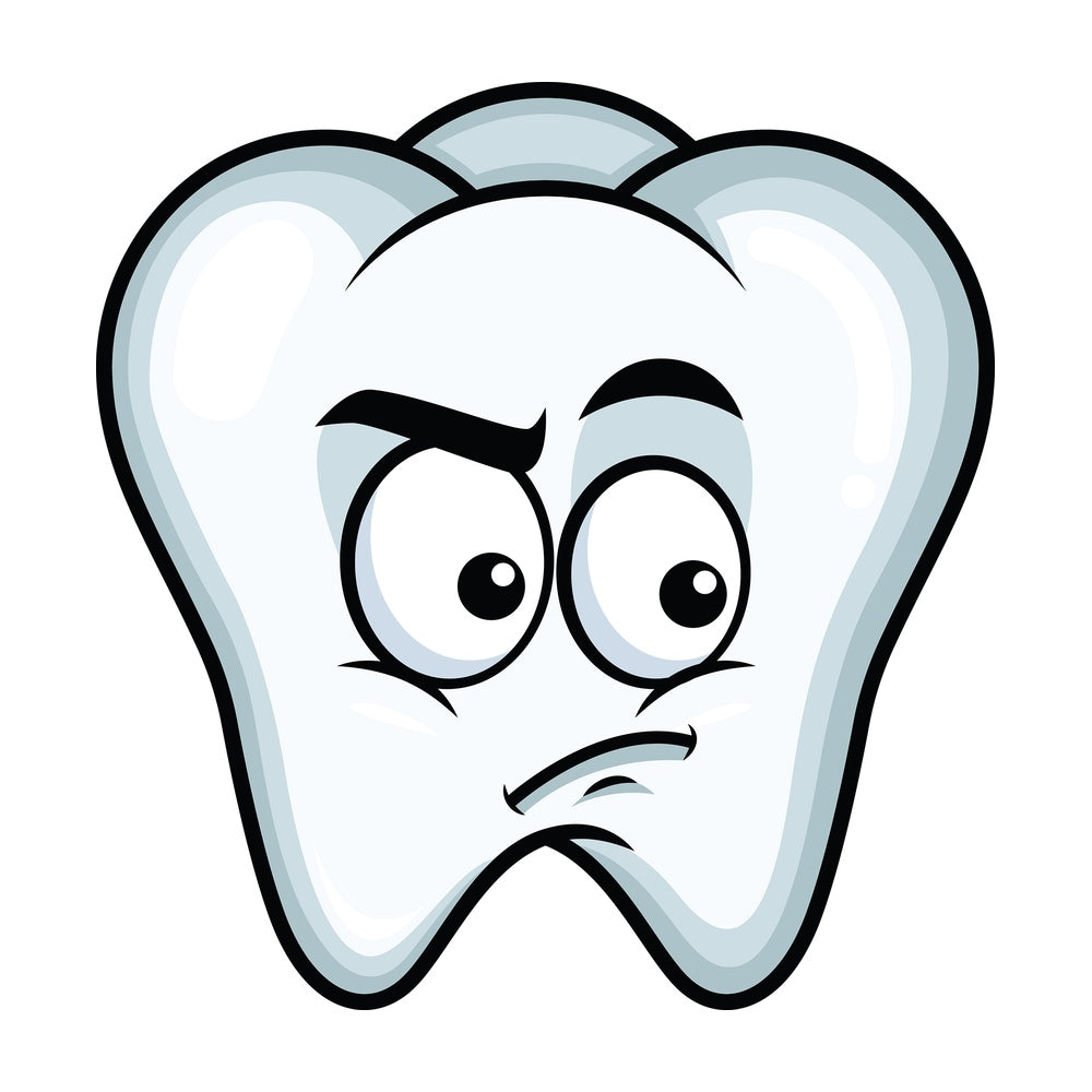 Irritated tooth emoticon. PNG - JPG and vector EPS file formats (infinitely scalable). Image isolated on transparent background.