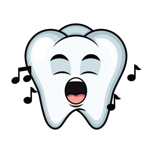 Singing tooth emoticon. PNG - JPG and vector EPS file formats (infinitely scalable). Image isolated on transparent background.
