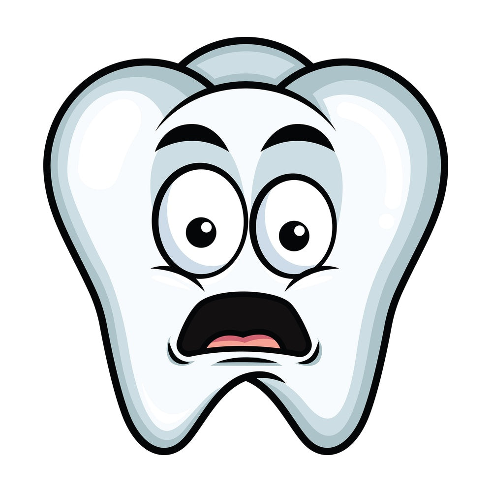 Shocked tooth emoticon. PNG - JPG and vector EPS file formats (infinitely scalable). Image isolated on transparent background.