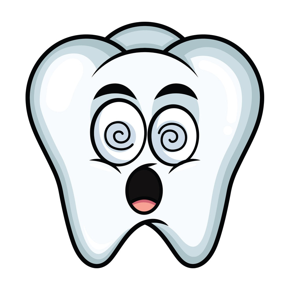 Stunned tooth emoticon. PNG - JPG and vector EPS file formats (infinitely scalable). Image isolated on transparent background.