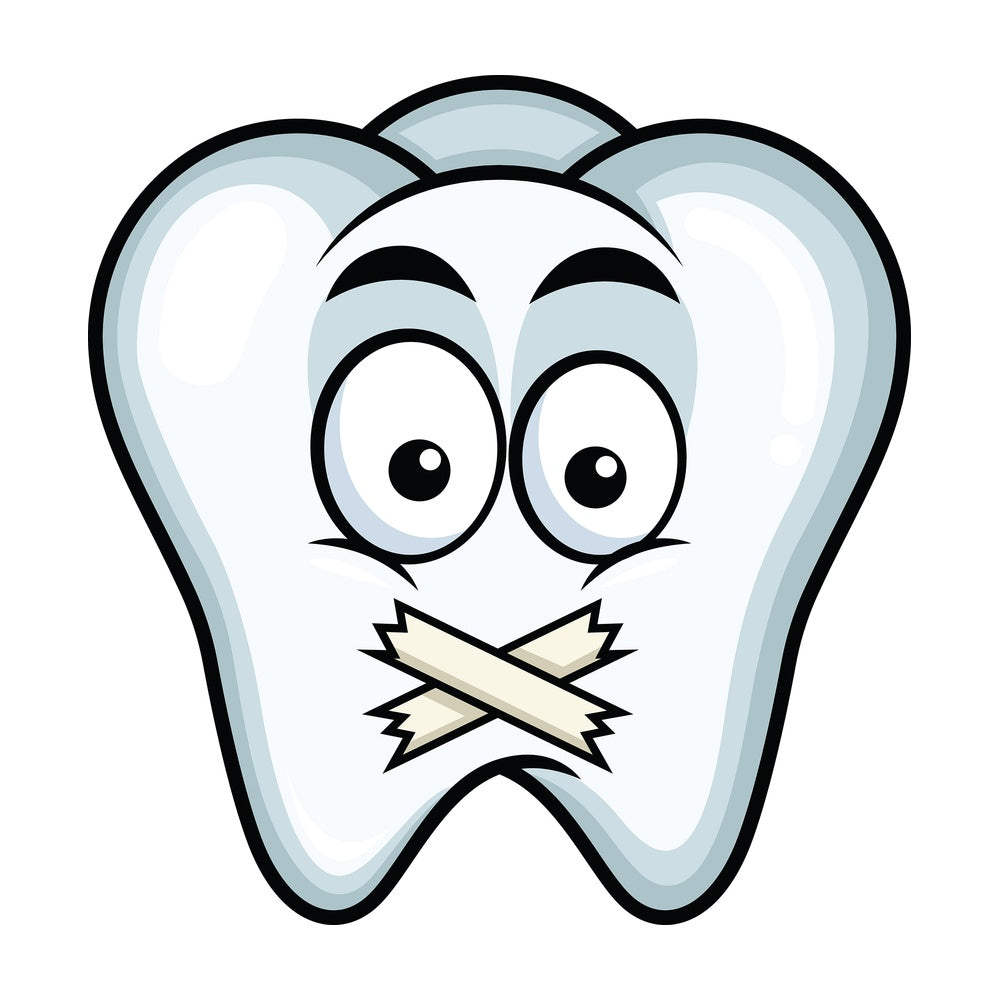 Taped mouth tooth emoticon. PNG - JPG and vector EPS file formats (infinitely scalable). Image isolated on transparent background.