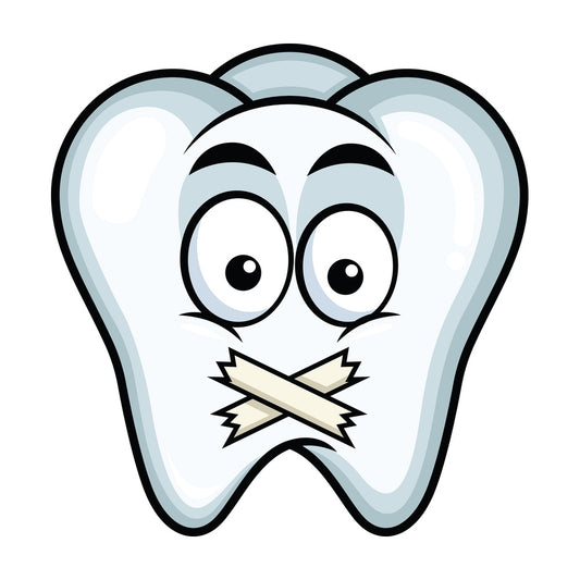 Taped mouth tooth emoticon. PNG - JPG and vector EPS file formats (infinitely scalable). Image isolated on transparent background.