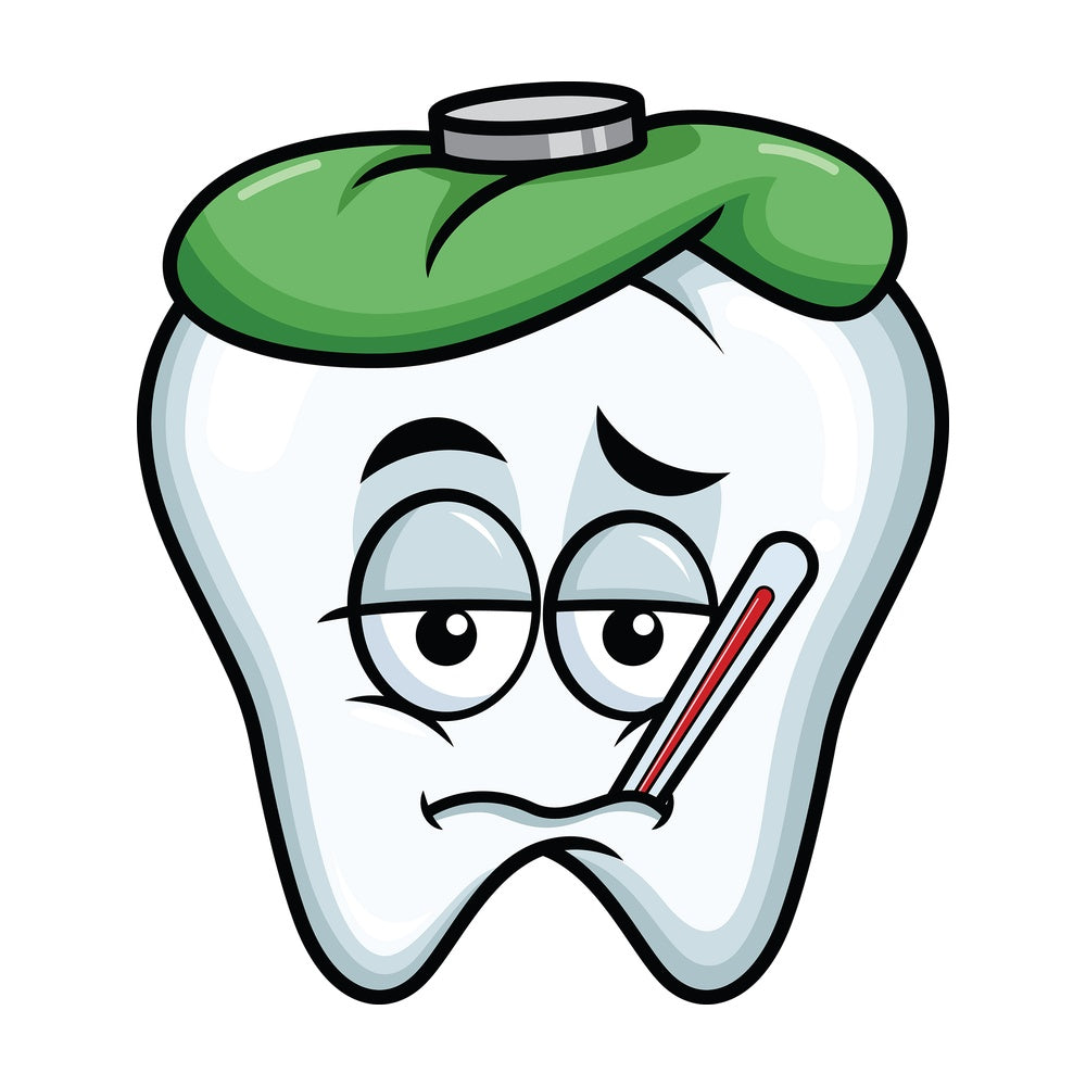 Feverish sick tooth emoticon. PNG - JPG and vector EPS file formats (infinitely scalable). Image isolated on transparent background.