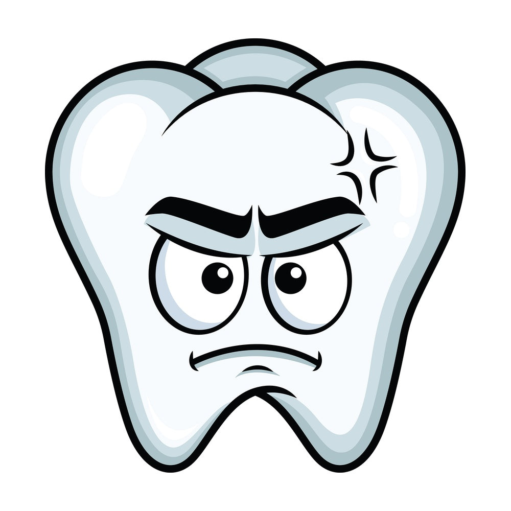 Annoyed tooth emoticon. PNG - JPG and vector EPS file formats (infinitely scalable). Image isolated on transparent background.