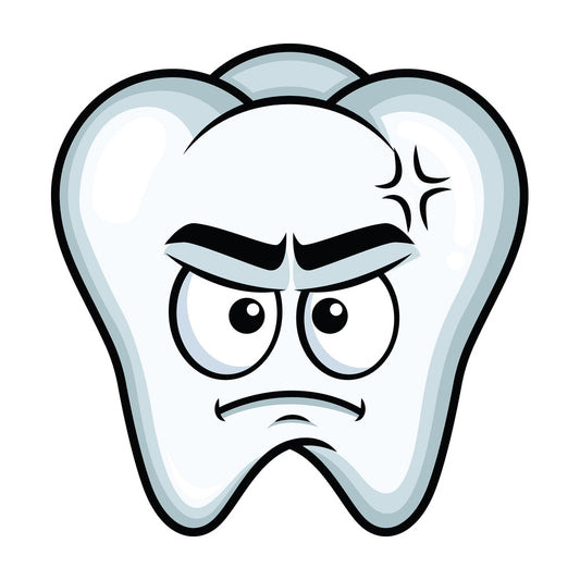 Annoyed tooth emoticon. PNG - JPG and vector EPS file formats (infinitely scalable). Image isolated on transparent background.