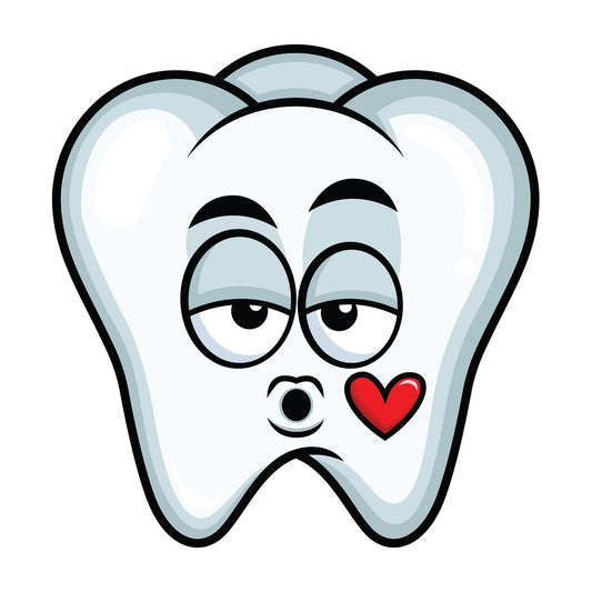 Tooth blowing a kiss emoticon. PNG - JPG and vector EPS file formats (infinitely scalable). Image isolated on transparent background.