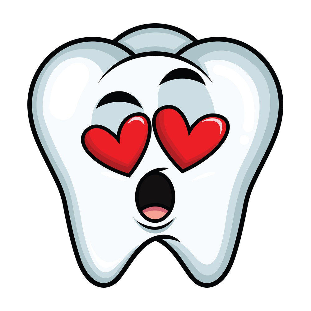 In love tooth emoticon. PNG - JPG and vector EPS file formats (infinitely scalable). Image isolated on transparent background.