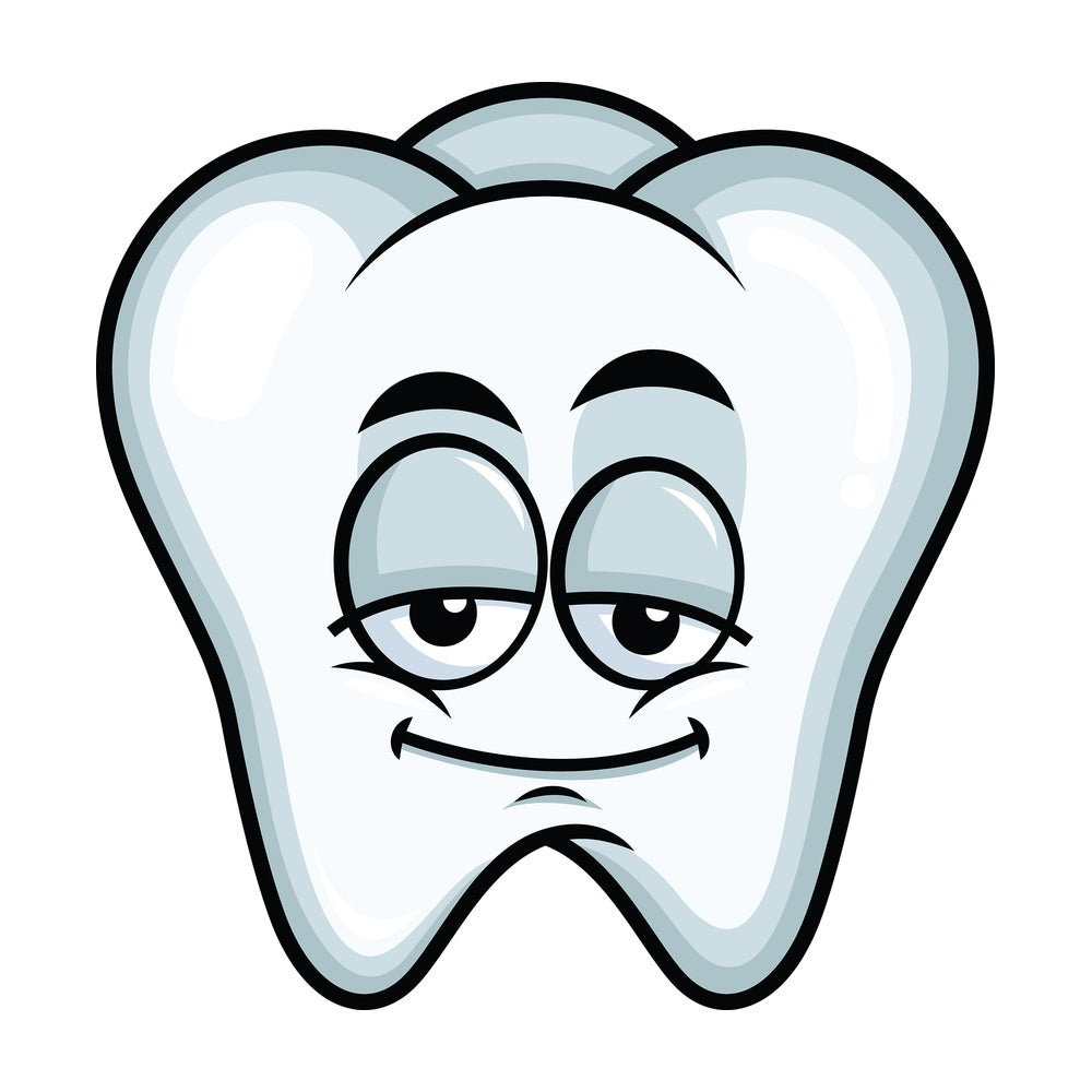 Sleepy tooth emoticon. PNG - JPG and vector EPS file formats (infinitely scalable). Image isolated on transparent background.