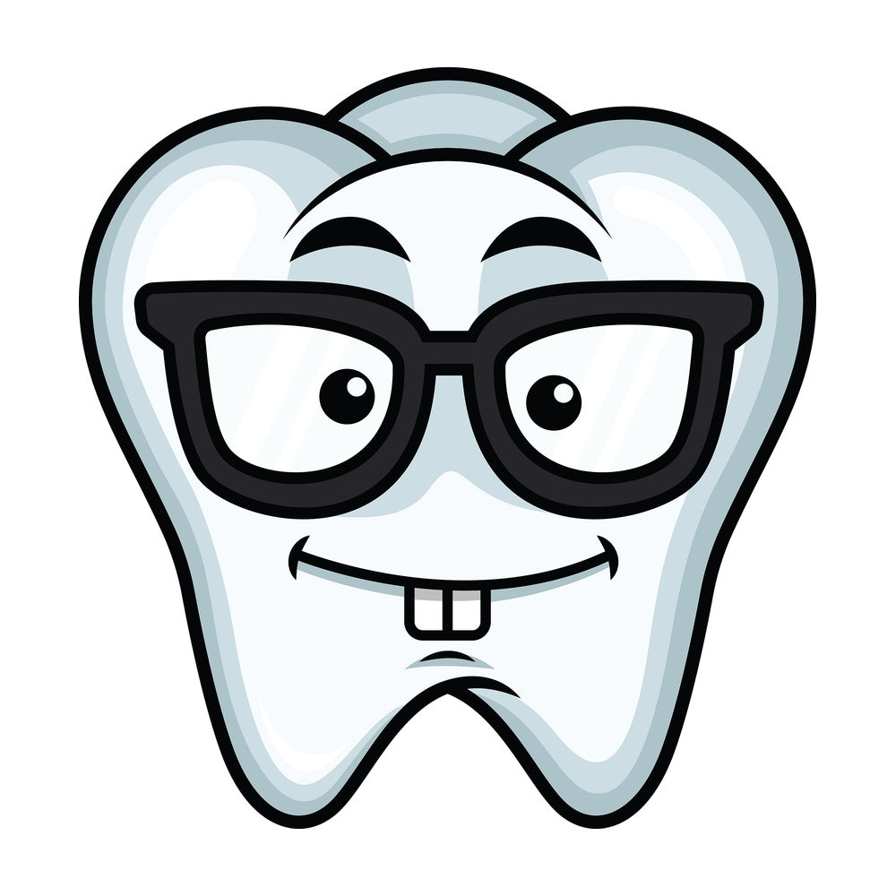 Nerdy tooth emoticon. PNG - JPG and vector EPS file formats (infinitely scalable). Image isolated on transparent background.