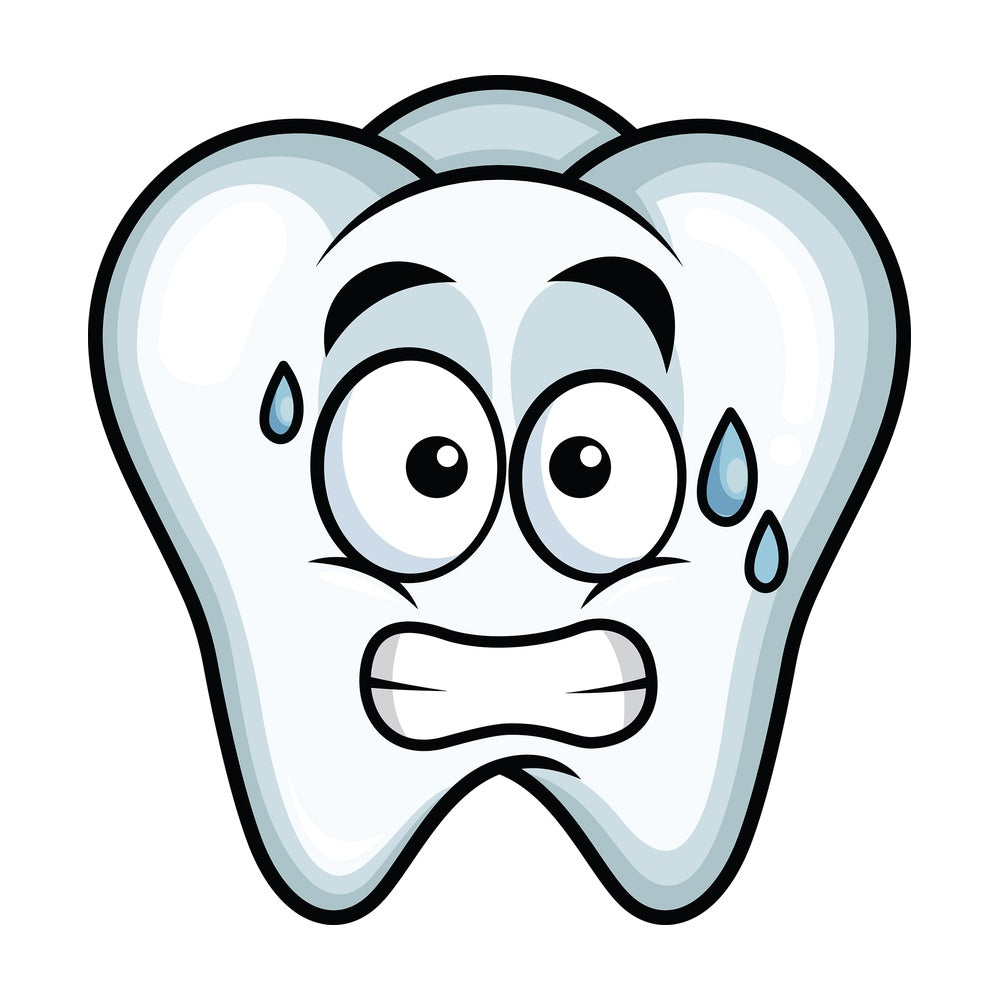 Sweating tooth emoticon. PNG - JPG and vector EPS file formats (infinitely scalable). Image isolated on transparent background.