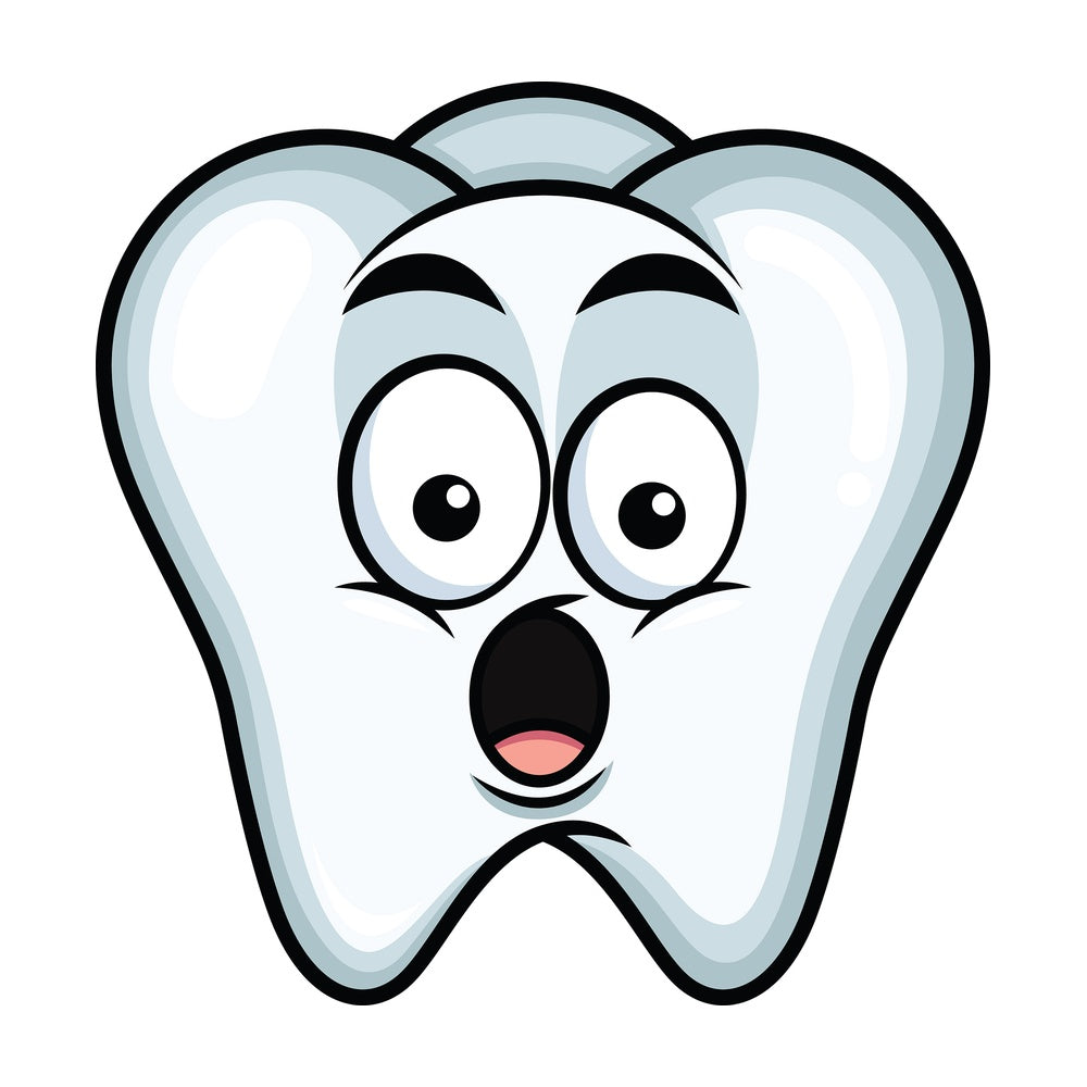 Surprised tooth emoticon. PNG - JPG and vector EPS file formats (infinitely scalable). Image isolated on transparent background.