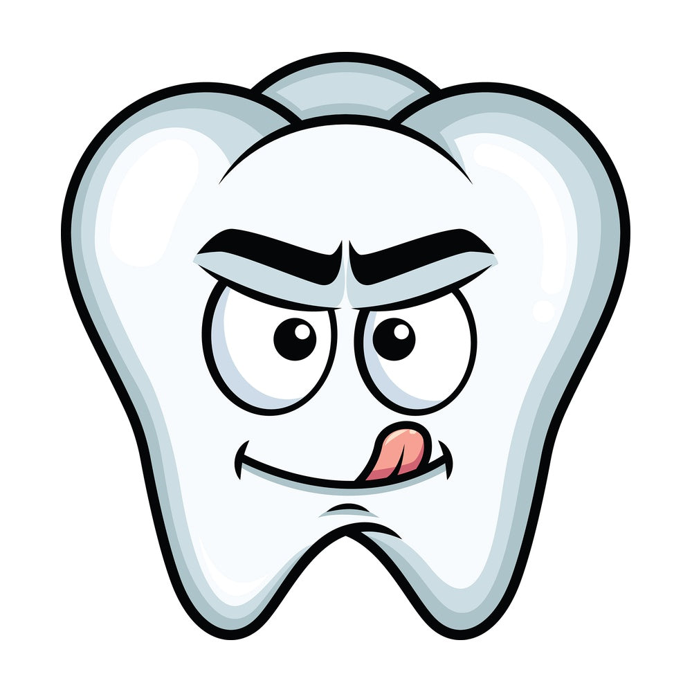 Evil look tooth emoticon. PNG - JPG and vector EPS file formats (infinitely scalable). Image isolated on transparent background.