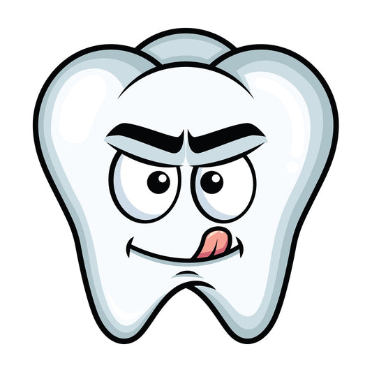 Evil look tooth emoticon. PNG - JPG and vector EPS file formats (infinitely scalable). Image isolated on transparent background.