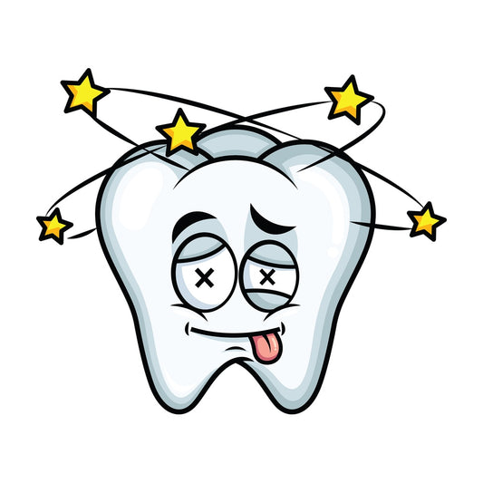 Beaten up tooth emoticon. PNG - JPG and vector EPS file formats (infinitely scalable). Image isolated on transparent background.