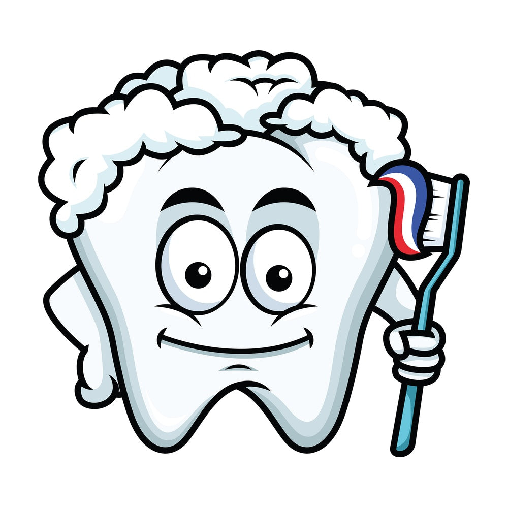 Tooth emoticon holding Toothbrush. PNG - JPG and vector EPS file formats (infinitely scalable). Image isolated on transparent background.