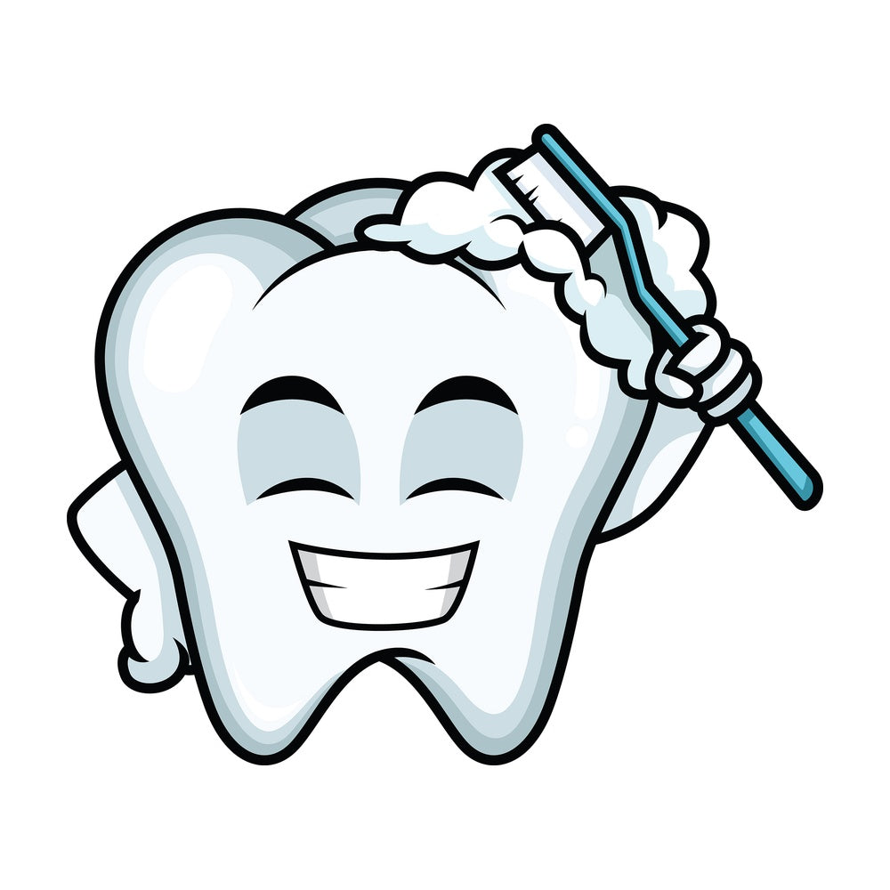 Tooth emoticon brushing itself. PNG - JPG and vector EPS file formats (infinitely scalable). Image isolated on transparent background.