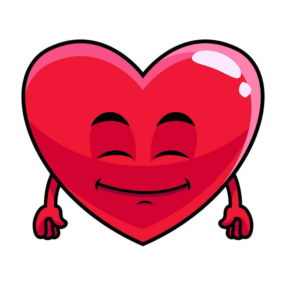 Happy looking heart emoticon. PNG - JPG and vector EPS file formats (infinitely scalable). Image isolated on transparent background.