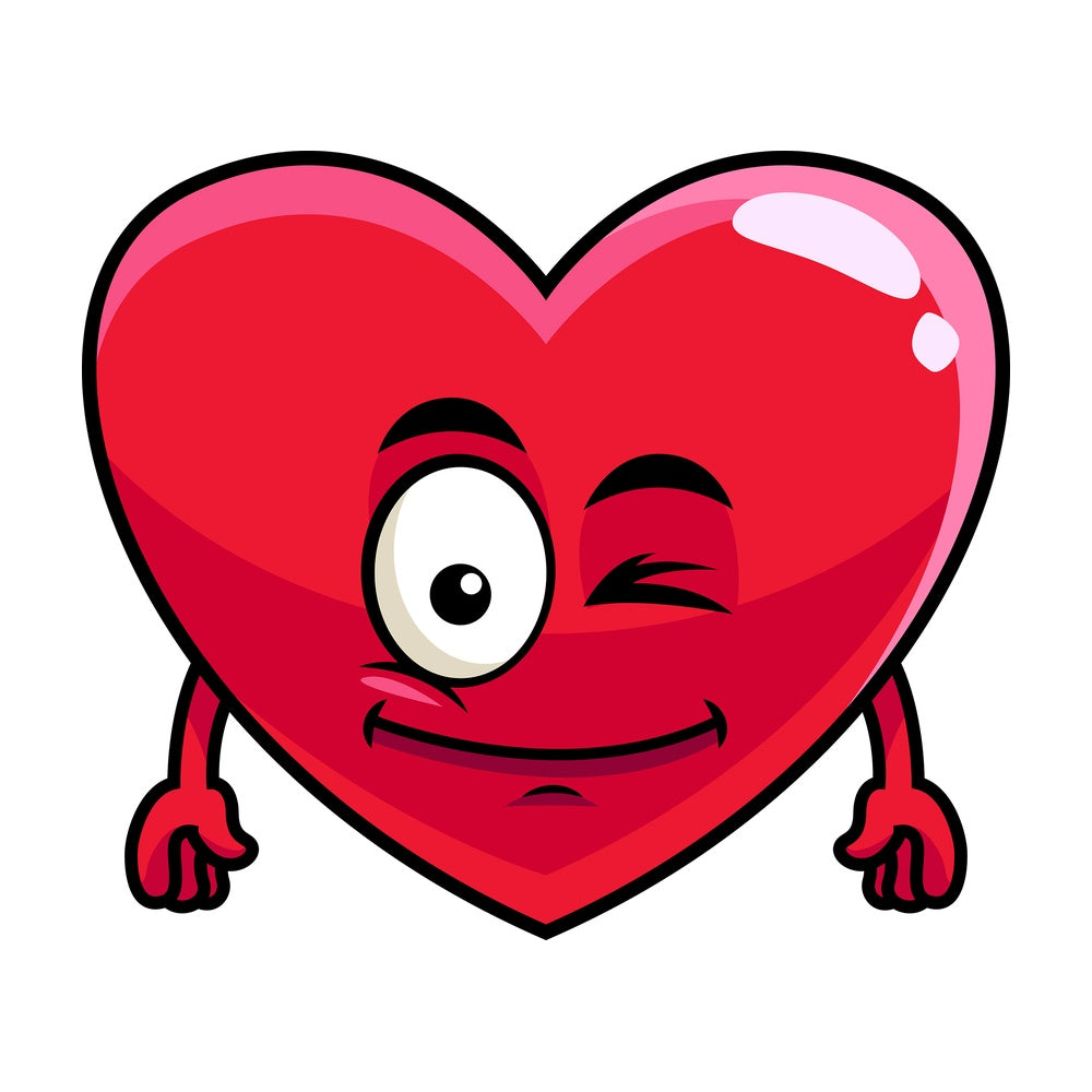 Winking heart emoticon. PNG - JPG and vector EPS file formats (infinitely scalable). Image isolated on transparent background.