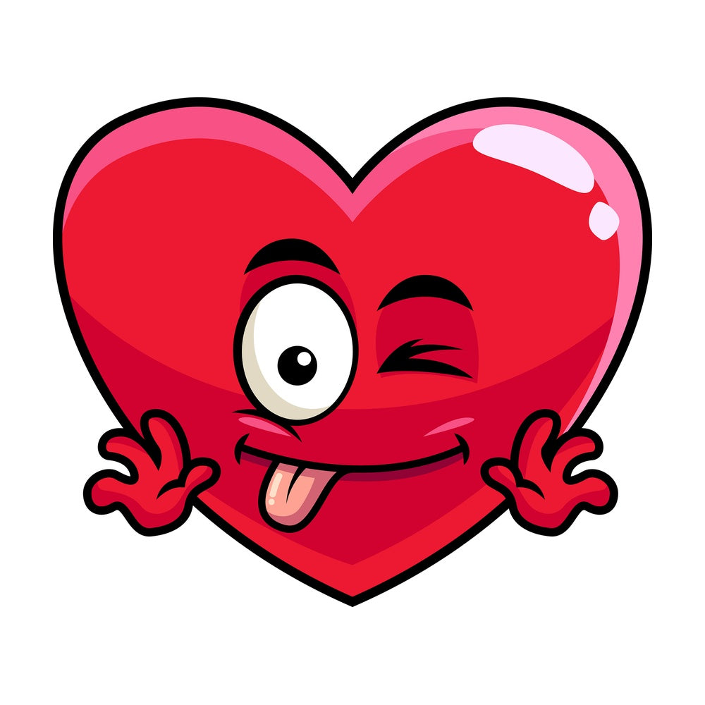 Winking tongue out heart emoticon. PNG - JPG and vector EPS file formats (infinitely scalable). Image isolated on transparent background.