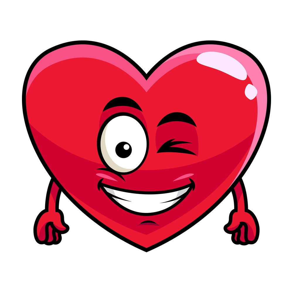 Winking and smiling heart emoticon. PNG - JPG and vector EPS file formats (infinitely scalable). Image isolated on transparent background.