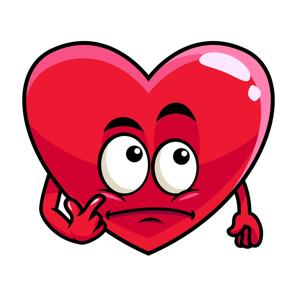 Wondering heart emoticon. PNG - JPG and vector EPS file formats (infinitely scalable). Image isolated on transparent background.