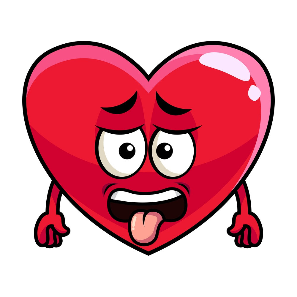Disgusted heart emoticon. PNG - JPG and vector EPS file formats (infinitely scalable). Image isolated on transparent background.