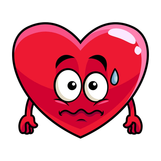 Nervous heart emoticon. PNG - JPG and vector EPS file formats (infinitely scalable). Image isolated on transparent background.