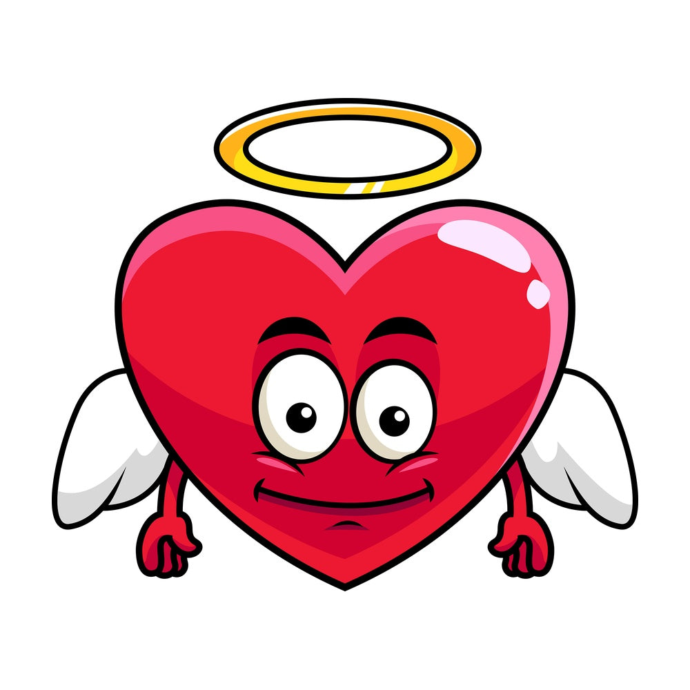 Winged angel heart emoticon. PNG - JPG and vector EPS file formats (infinitely scalable). Image isolated on transparent background.