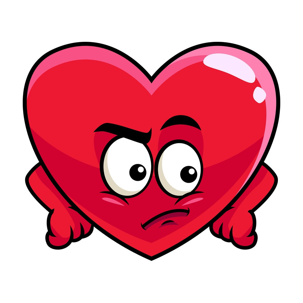 Irritated heart emoticon. PNG - JPG and vector EPS file formats (infinitely scalable). Image isolated on transparent background.