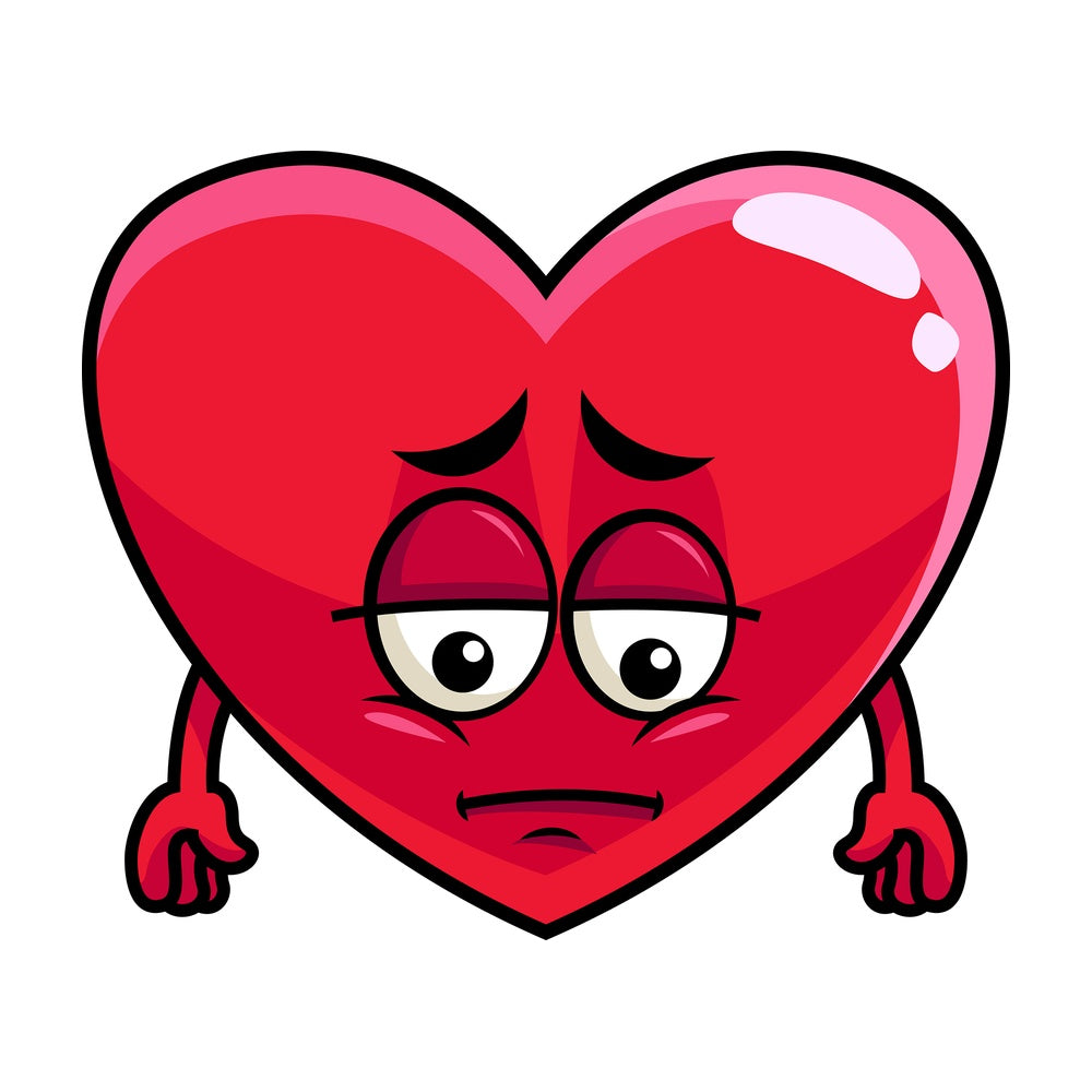 Depressed heart emoticon. PNG - JPG and vector EPS file formats (infinitely scalable). Image isolated on transparent background.