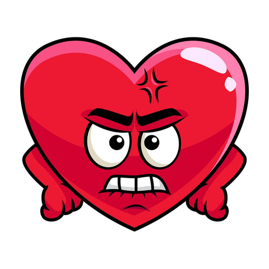 Angry heart emoticon. PNG - JPG and vector EPS file formats (infinitely scalable). Image isolated on transparent background.
