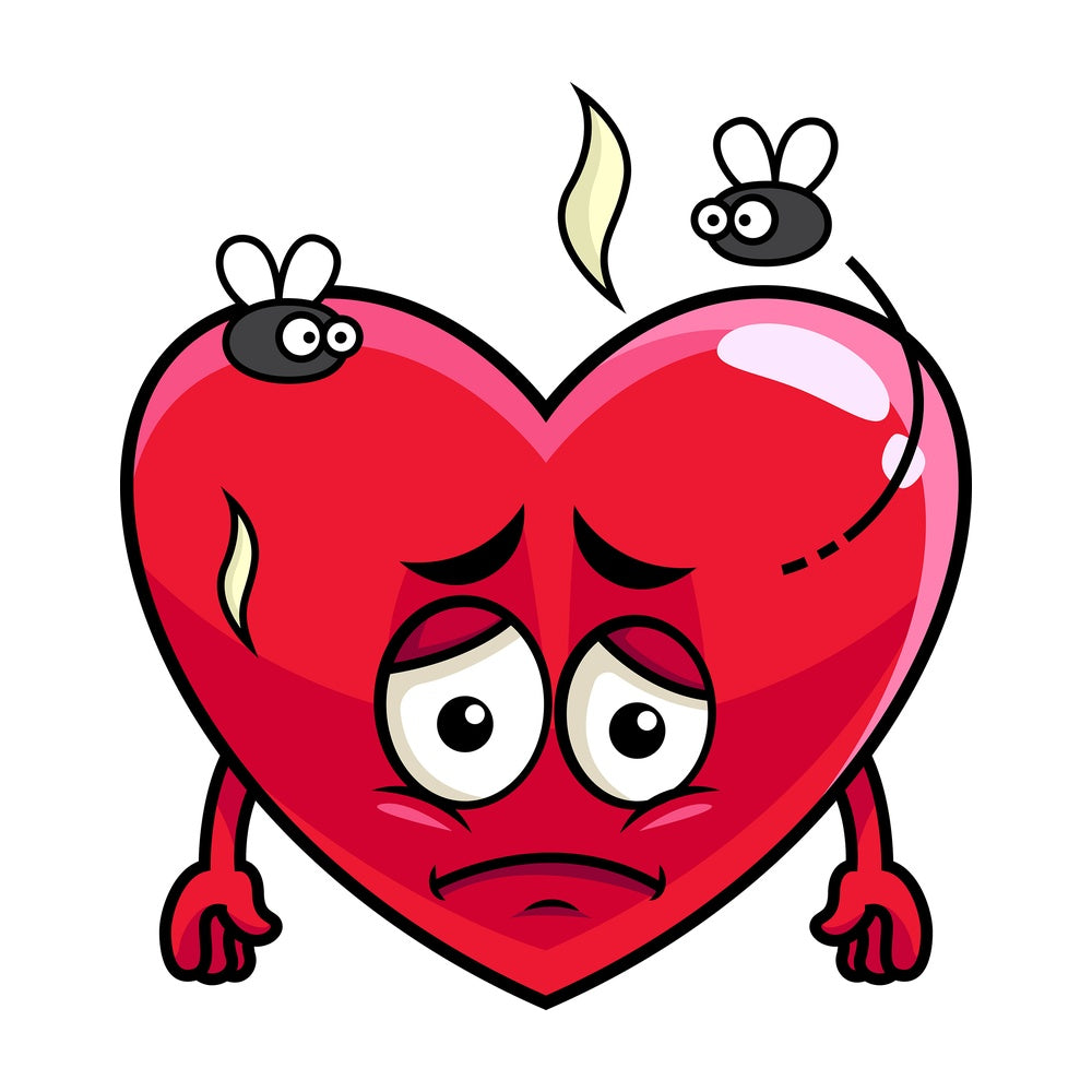 Stinky heart going bad emoticon. PNG - JPG and vector EPS file formats (infinitely scalable). Image isolated on transparent background.