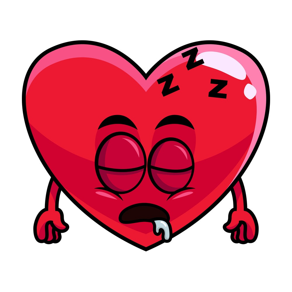 Sleeping heart emoticon. PNG - JPG and vector EPS file formats (infinitely scalable). Image isolated on transparent background.