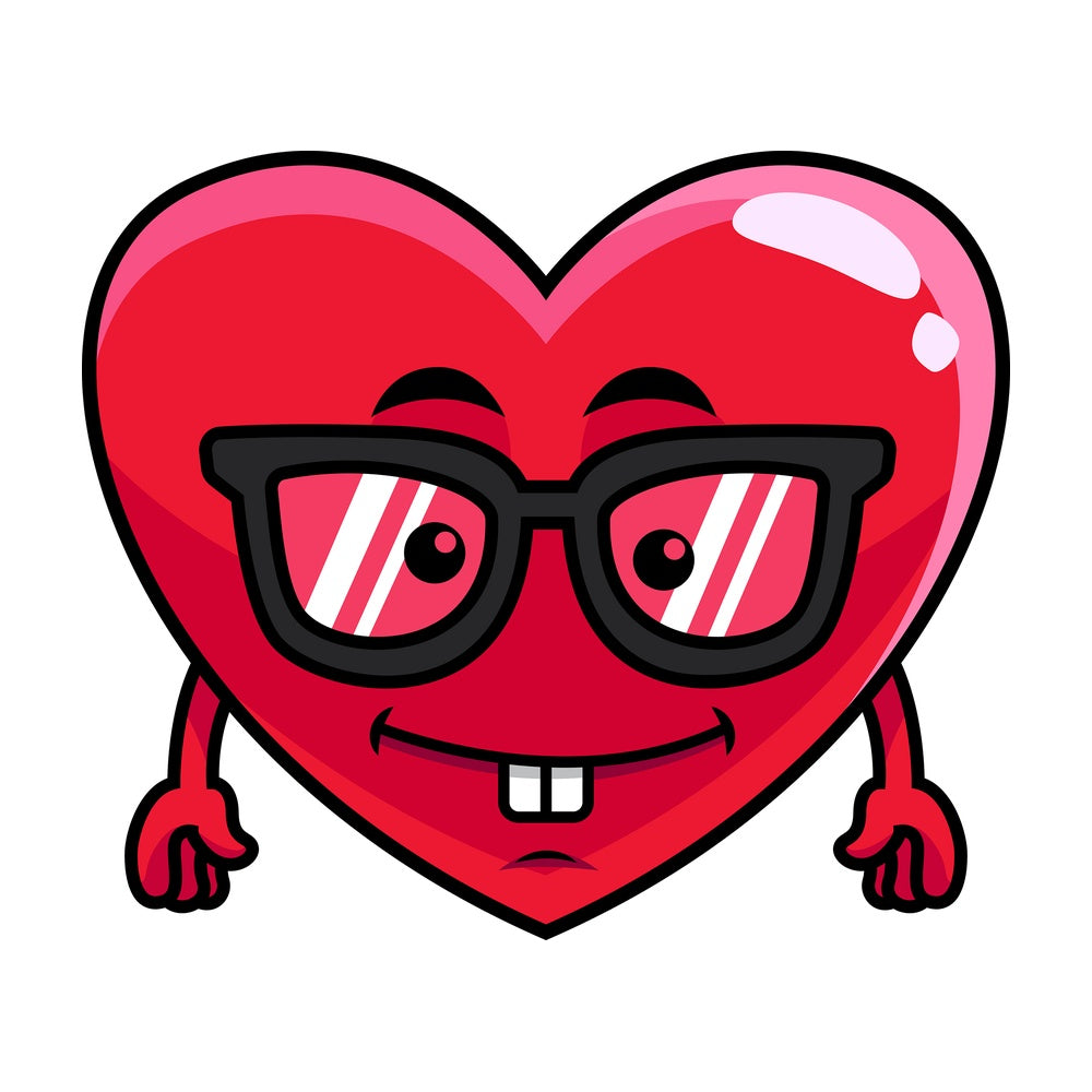 Nerdy heart emoticon. PNG - JPG and vector EPS file formats (infinitely scalable). Image isolated on transparent background.