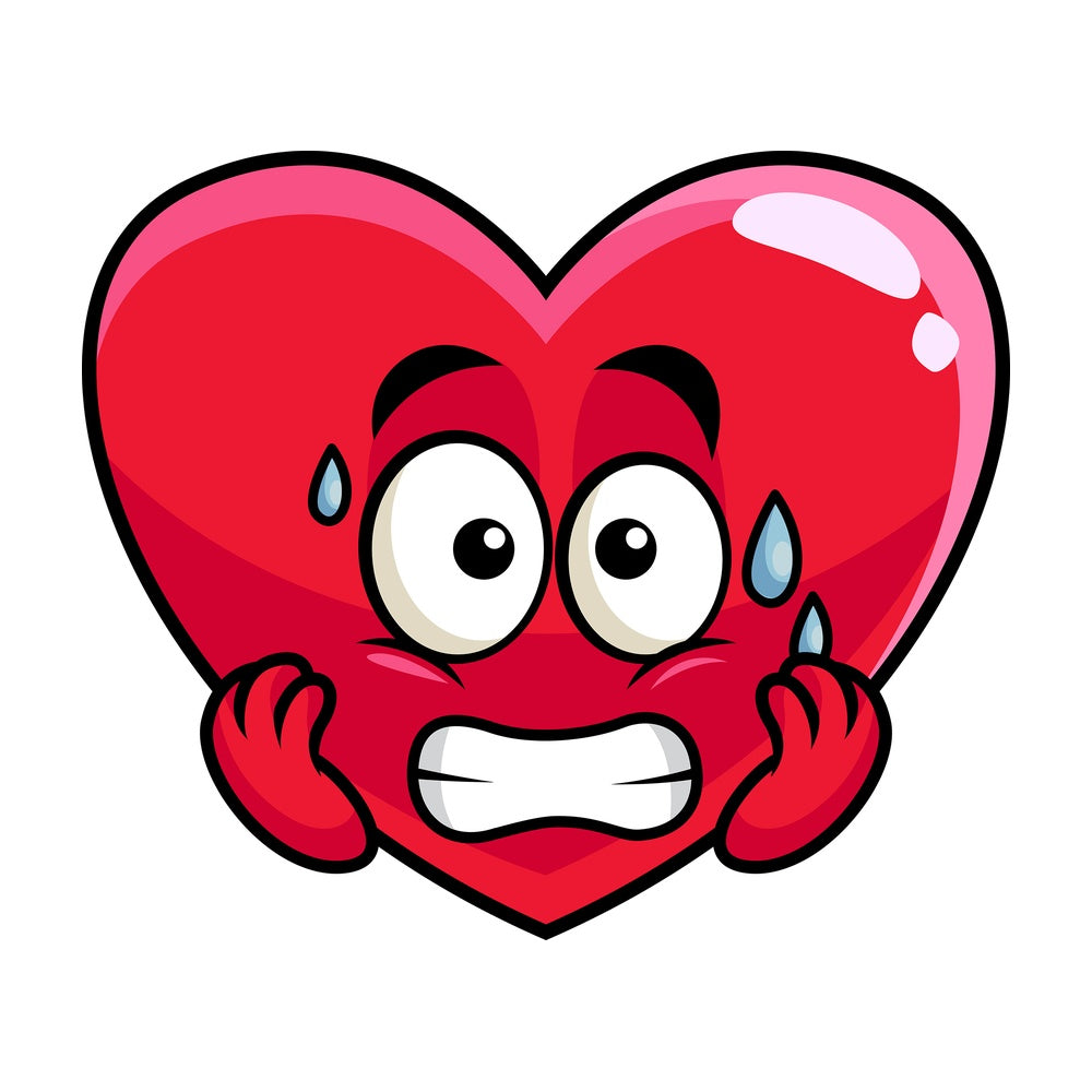 Sweating heart emoticon. PNG - JPG and vector EPS file formats (infinitely scalable). Image isolated on transparent background.