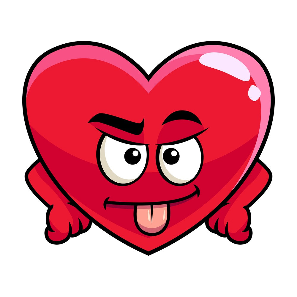 Sarcastic heart emoticon. PNG - JPG and vector EPS file formats (infinitely scalable). Image isolated on transparent background.