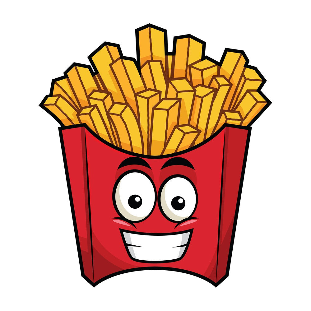 Grinning french fries emoticon. PNG - JPG and vector EPS file formats (infinitely scalable). Image isolated on transparent background.