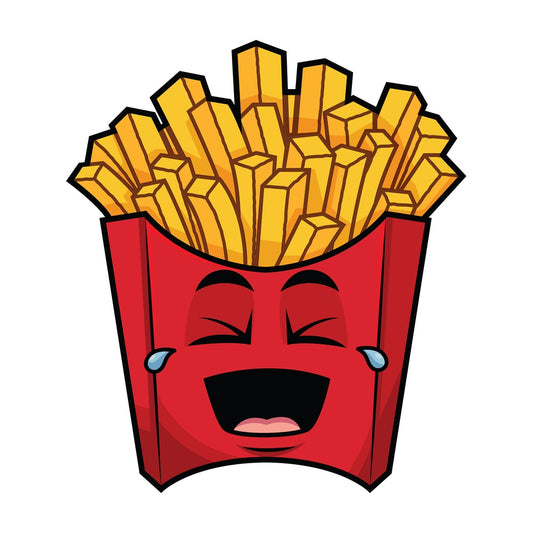 Laughing lol french fries emoticon. PNG - JPG and vector EPS file formats (infinitely scalable). Image isolated on transparent background.
