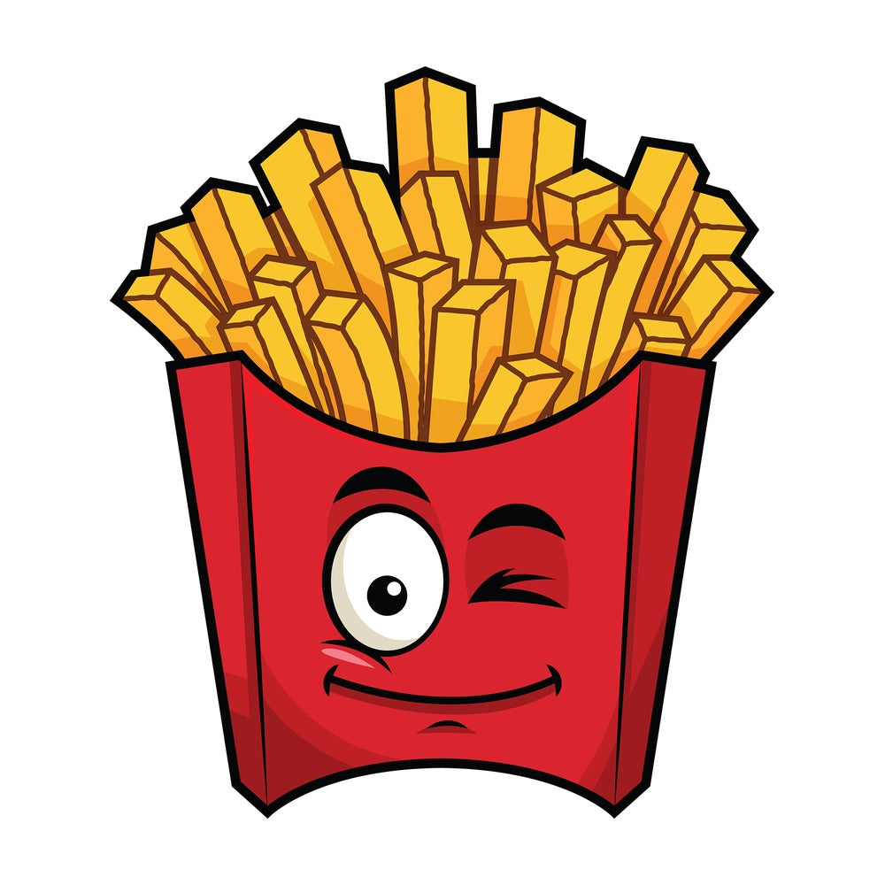 Winking french fries emoticon. PNG - JPG and vector EPS file formats (infinitely scalable). Image isolated on transparent background.