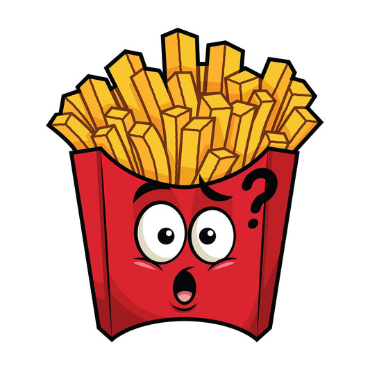 Confused french fries emoticon. PNG - JPG and vector EPS file formats (infinitely scalable). Image isolated on transparent background.