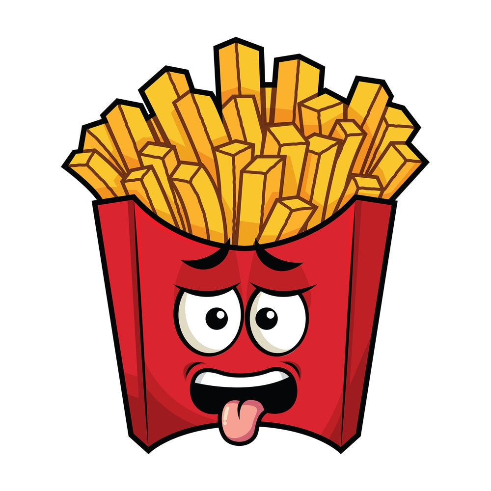 Disgusted french fries emoticon. PNG - JPG and vector EPS file formats (infinitely scalable). Image isolated on transparent background.