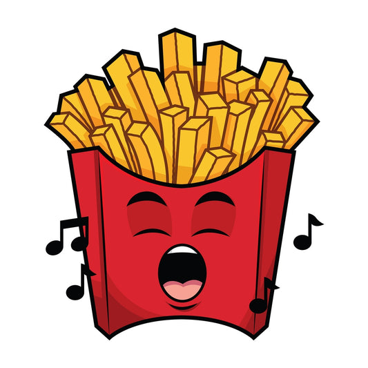 Singing french fries emoticon. PNG - JPG and vector EPS file formats (infinitely scalable). Image isolated on transparent background.