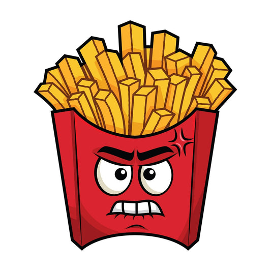 Angry french fries emoticon. PNG - JPG and vector EPS file formats (infinitely scalable). Image isolated on transparent background.