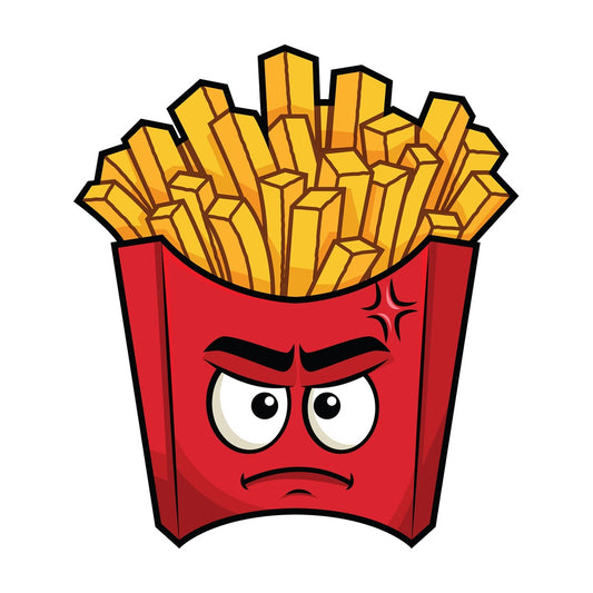Annoyed french fries emoticon. PNG - JPG and vector EPS file formats (infinitely scalable). Image isolated on transparent background.