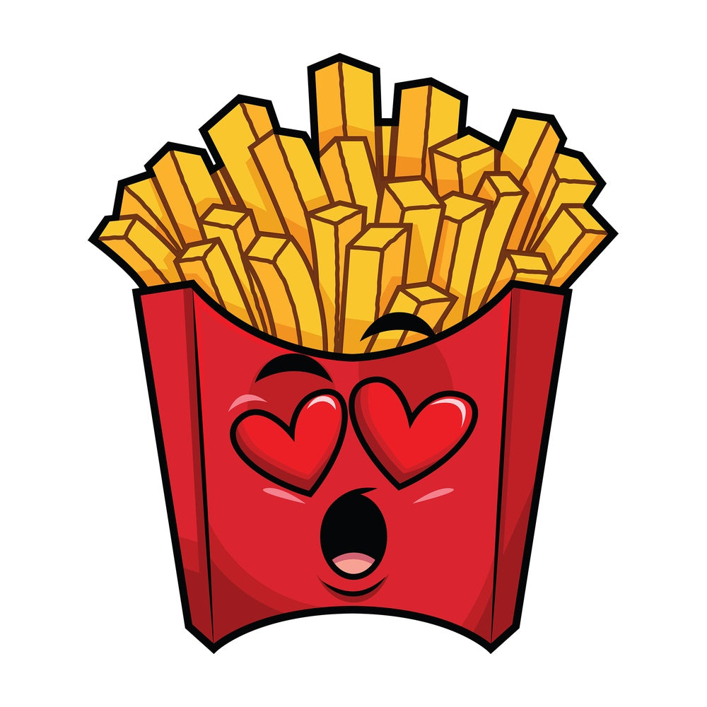 In love french fries emoticon. PNG - JPG and vector EPS file formats (infinitely scalable). Image isolated on transparent background.