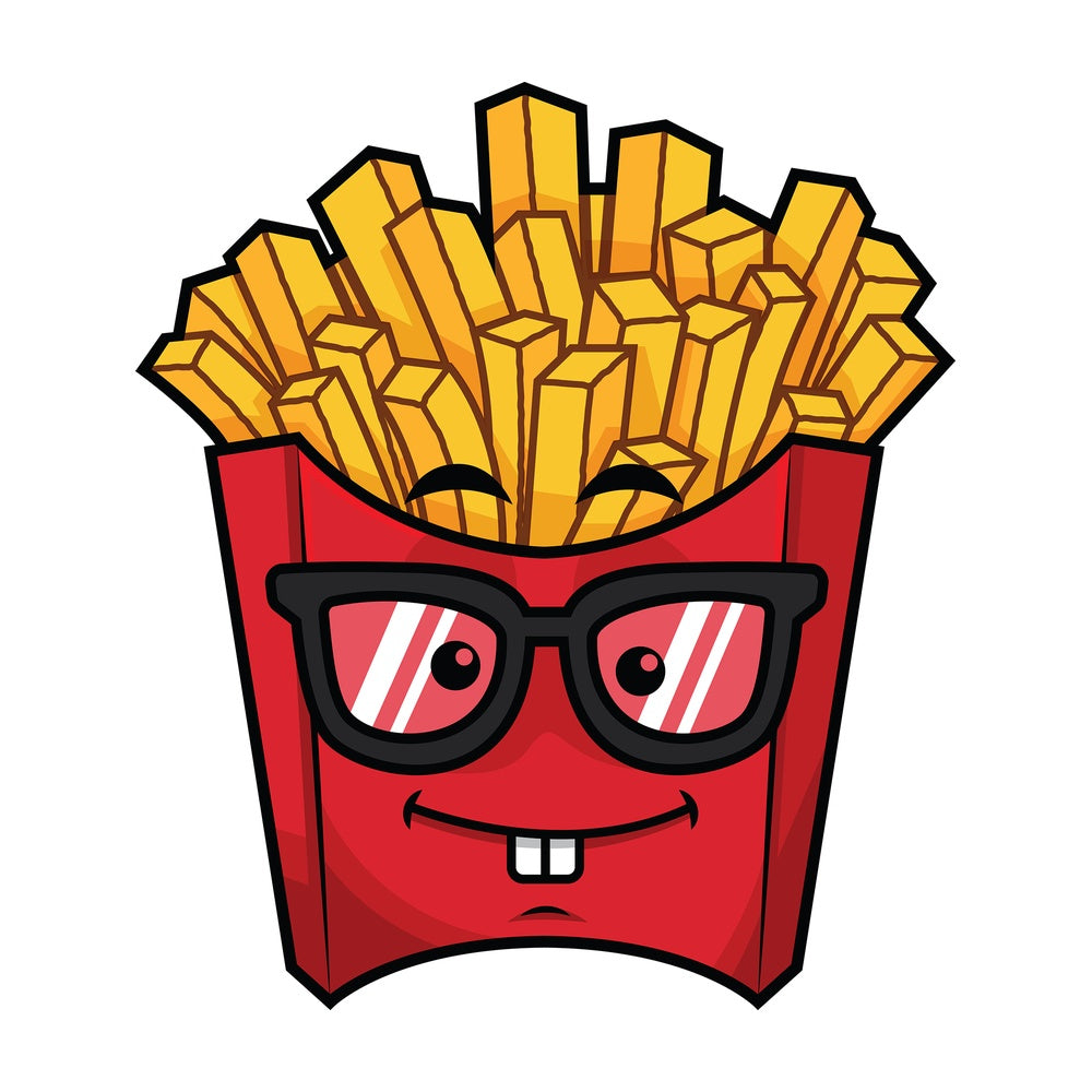 Nerdy french fries emoticon. PNG - JPG and vector EPS file formats (infinitely scalable). Image isolated on transparent background.
