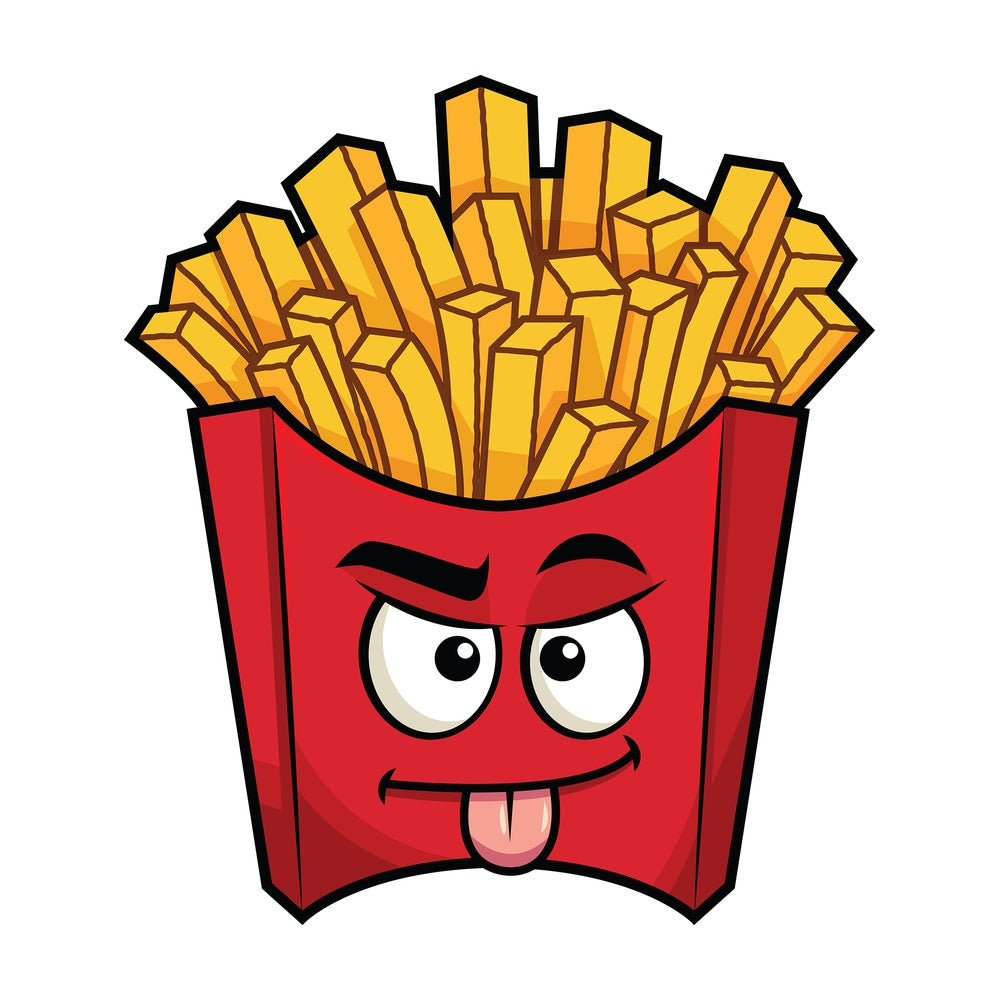Sarcastic french fries emoticon. PNG - JPG and vector EPS file formats (infinitely scalable). Image isolated on transparent background.
